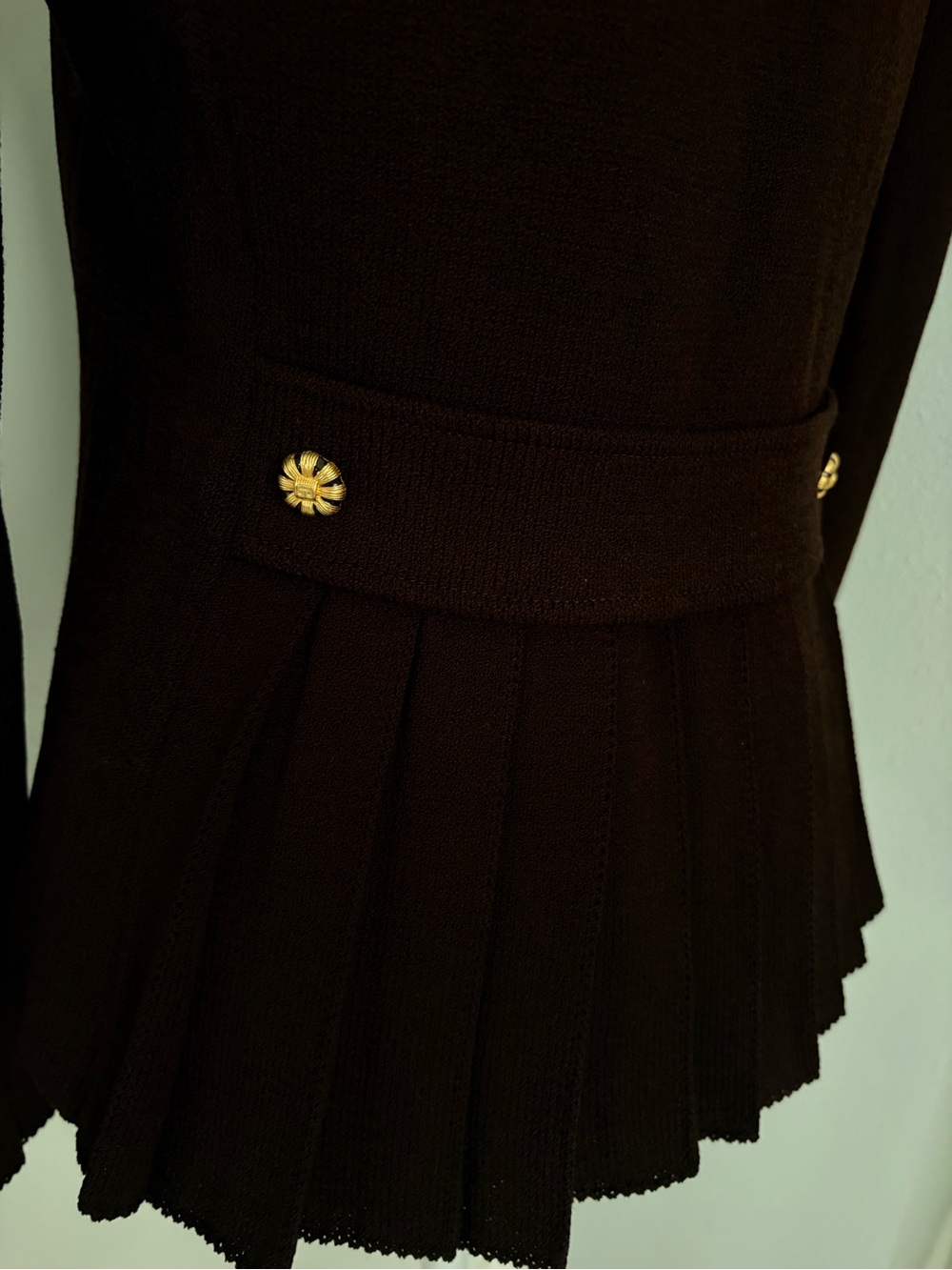 St. John Chocolate Brown Zip-Front Jacket with Petite Collar - Picture 7 of 8